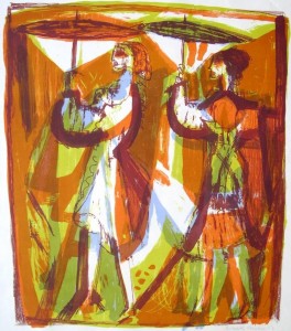 Walter Becker: Zwei Frauen mit Schirmen